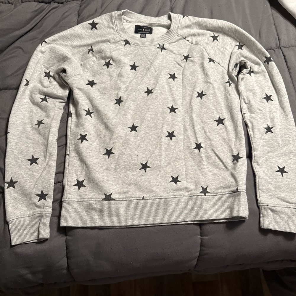 Lucky Brand Light Gray Star Pattern Sweater